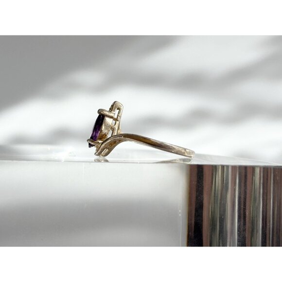 Amethyst Teardrop Vermeil 925 Sterling Silver Vintage Ring - sz 9.25 - Picture 4 of 9